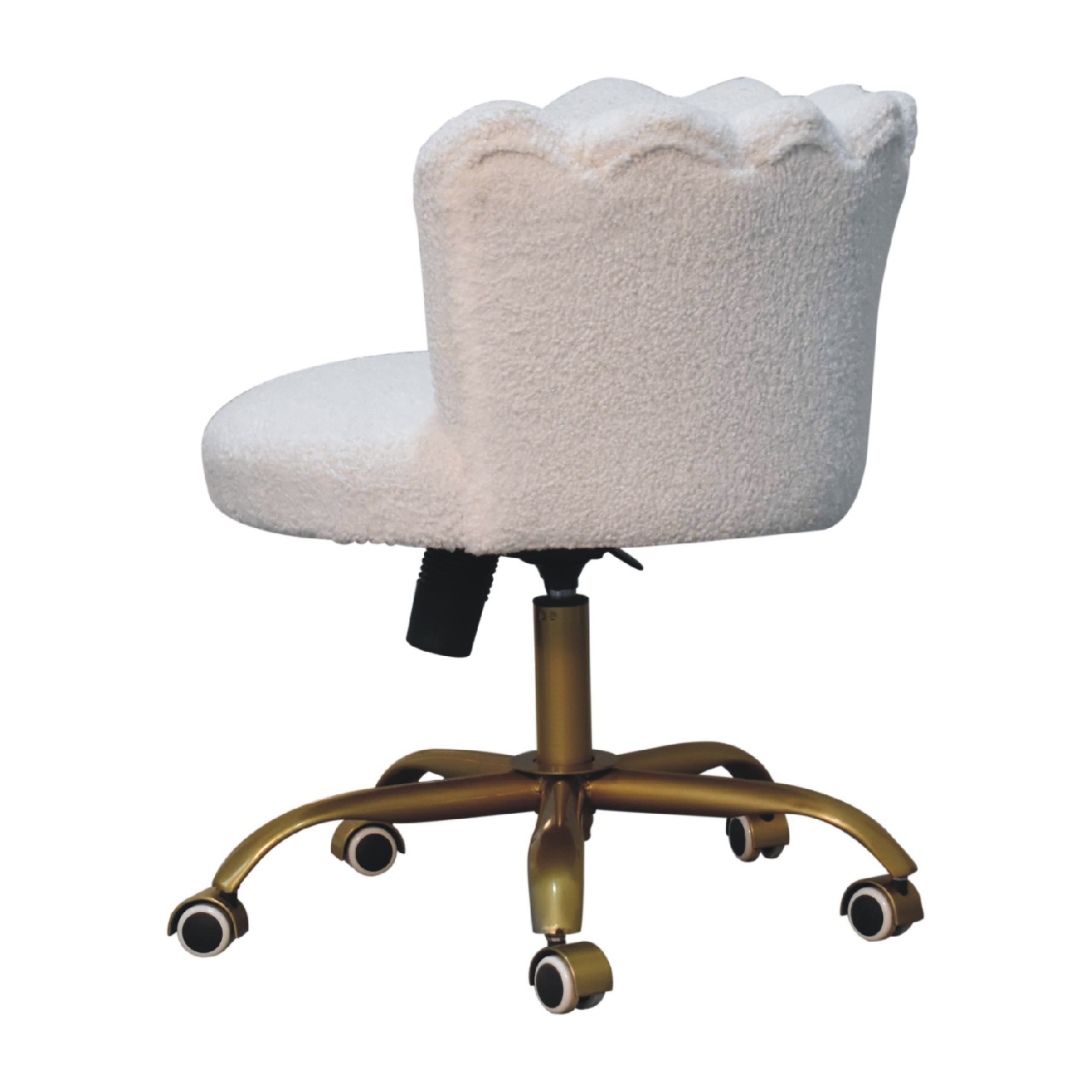 Solid Mango Wood White Boucle Swivel Chair - Image 8