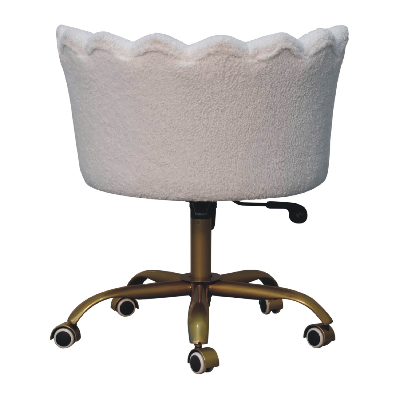 Solid Mango Wood White Boucle Swivel Chair - Image 9