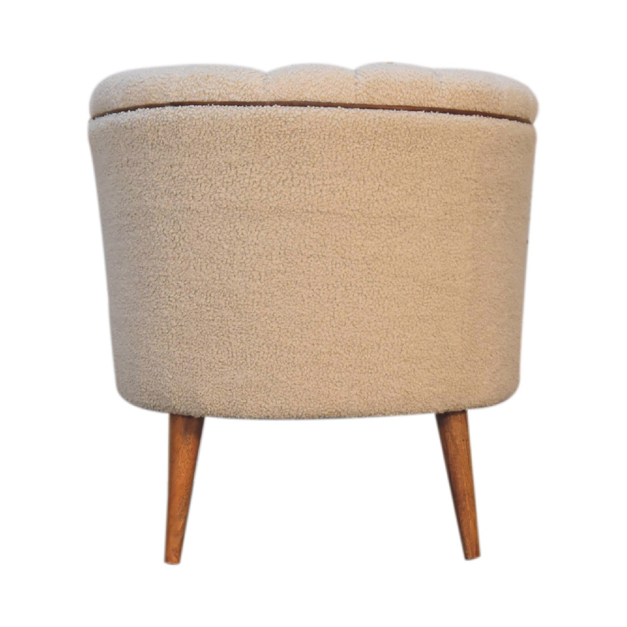 Solid Mango Wood Boucle Cream & Leather Armchair - Image 9
