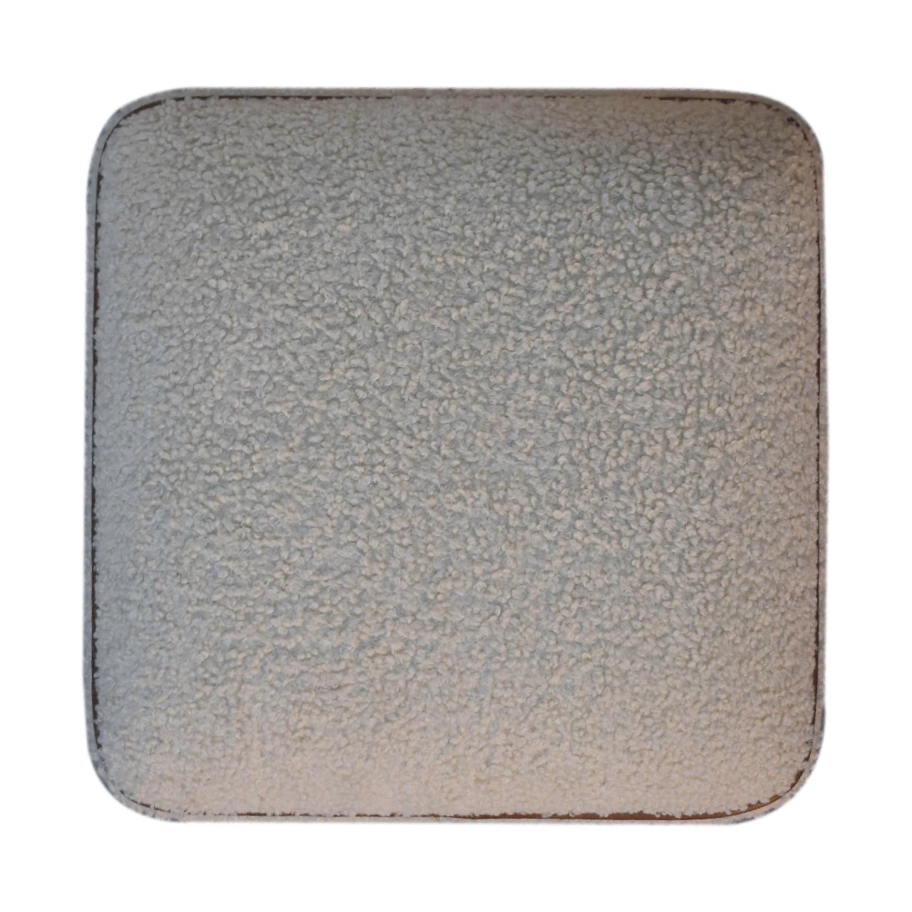 Solid Mango Wood Oak Finished Boucle & Leather Upholstered Serenity Footstool with Ball Feet - Image 9
