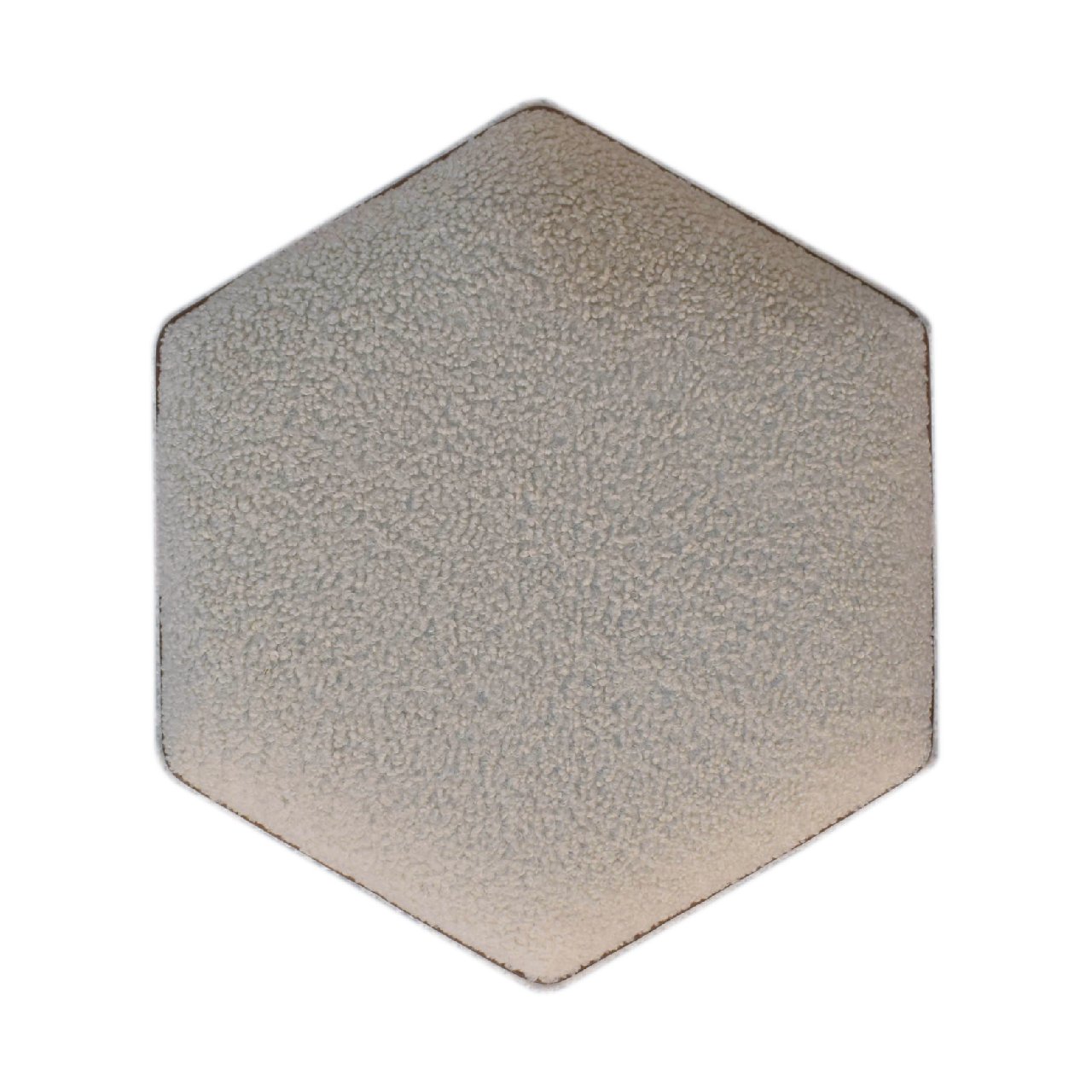 Solid Mango Wood Boucle Upholstery with Leather Trim Finish Serenity Hexagonal Stool - Image 9