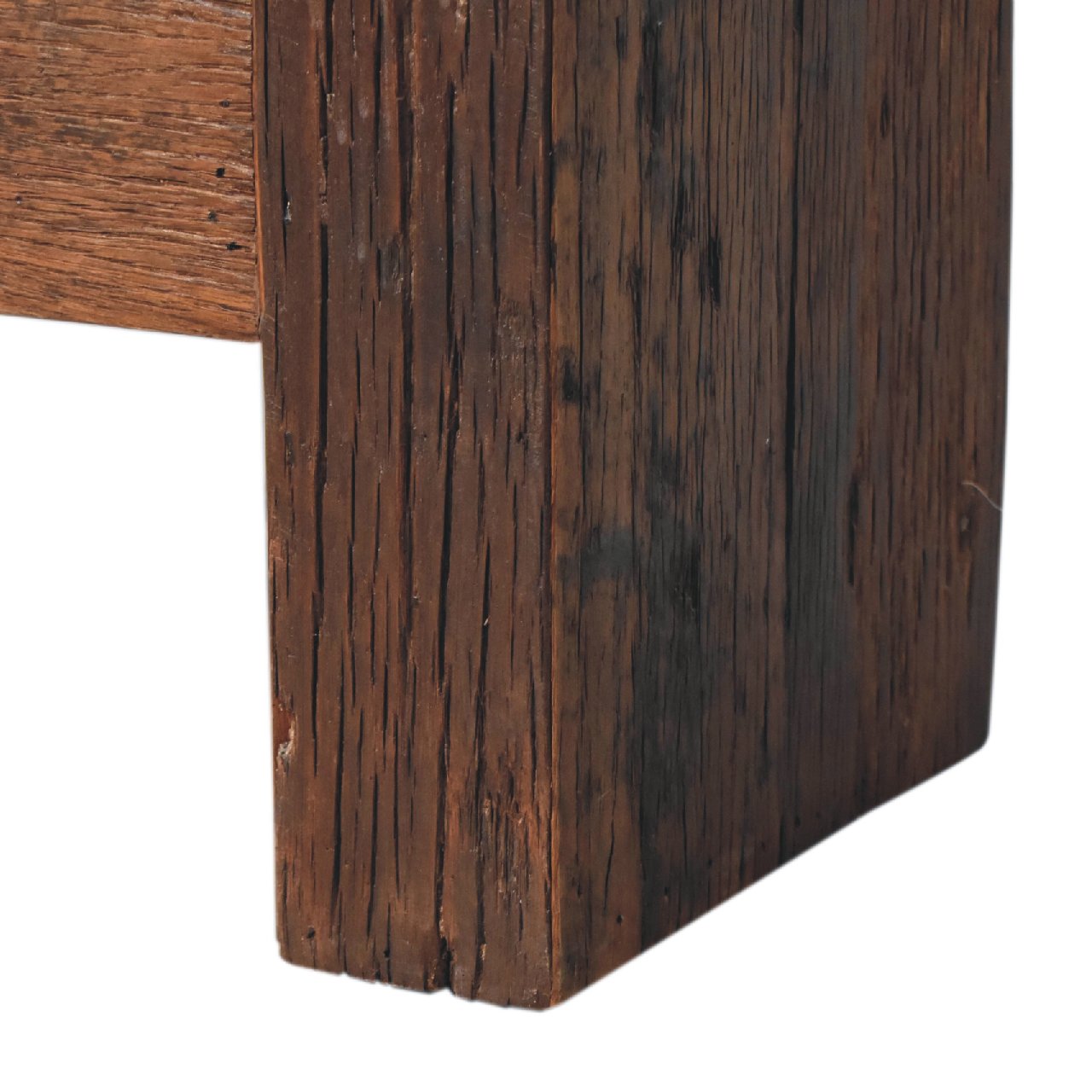 Solid Mango Wood Reclaimed Wood Chunky Cube Boucle Upholstered Bench - Image 7