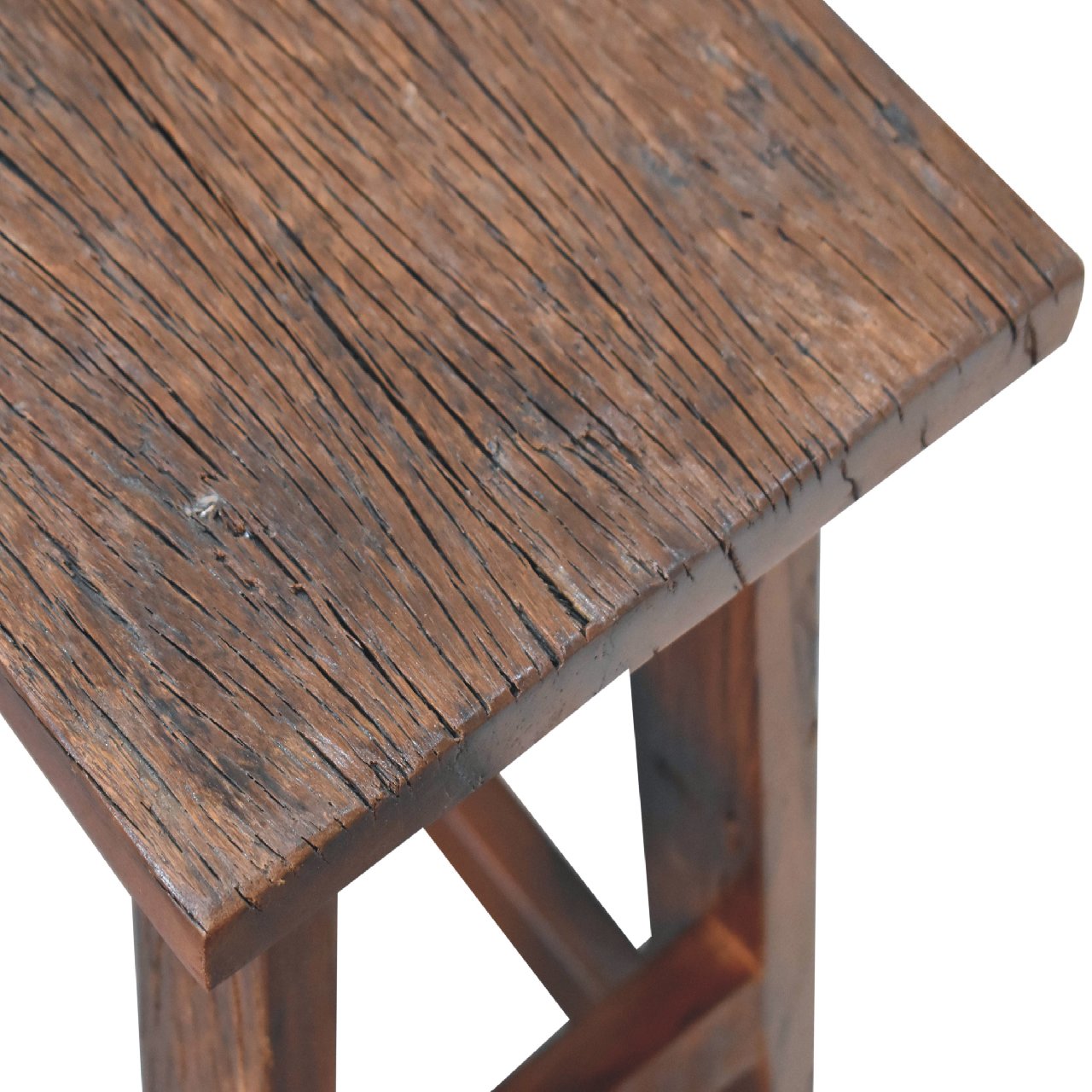 Solid Mango Wood Reclaimed Wood Chunky Cube Stool - Image 5