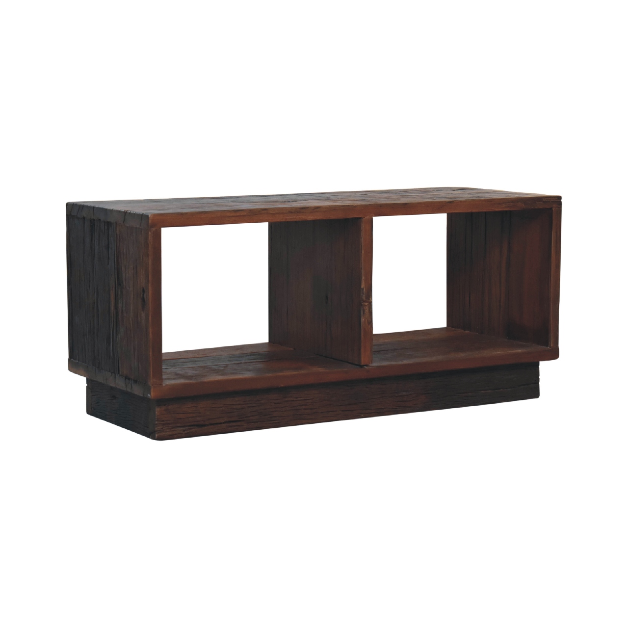 Solid Mango Wood Reclaimed Wood Chunky Cube Media Unit - Image 2