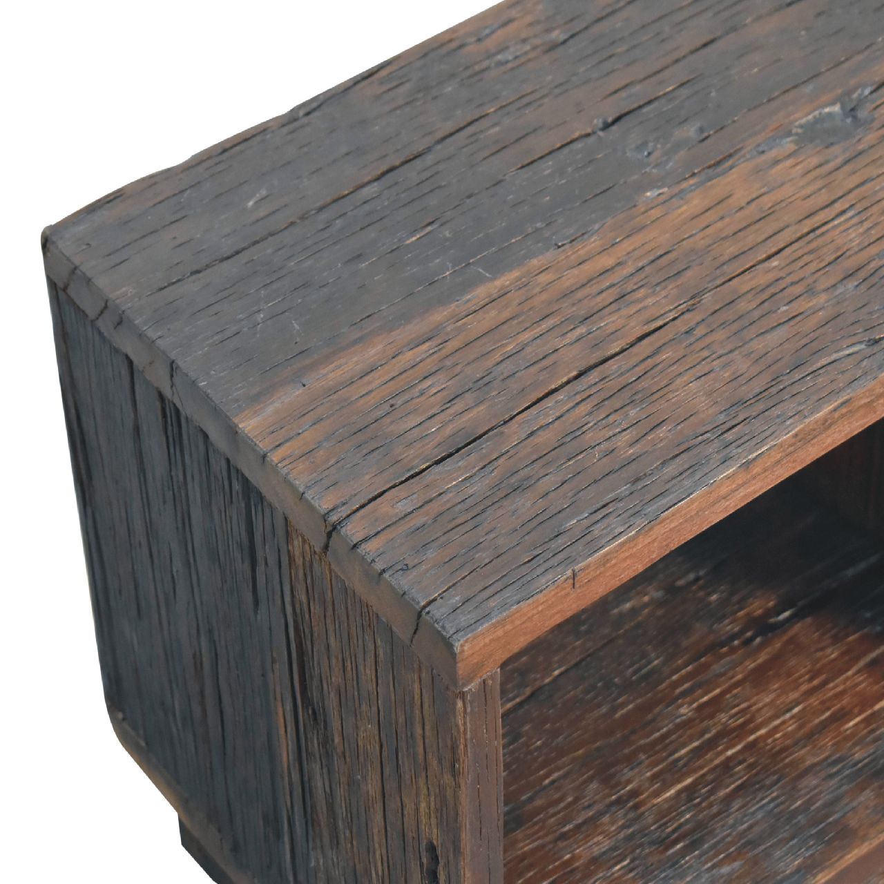 Solid Mango Wood Reclaimed Wood Chunky Cube Media Unit - Image 5