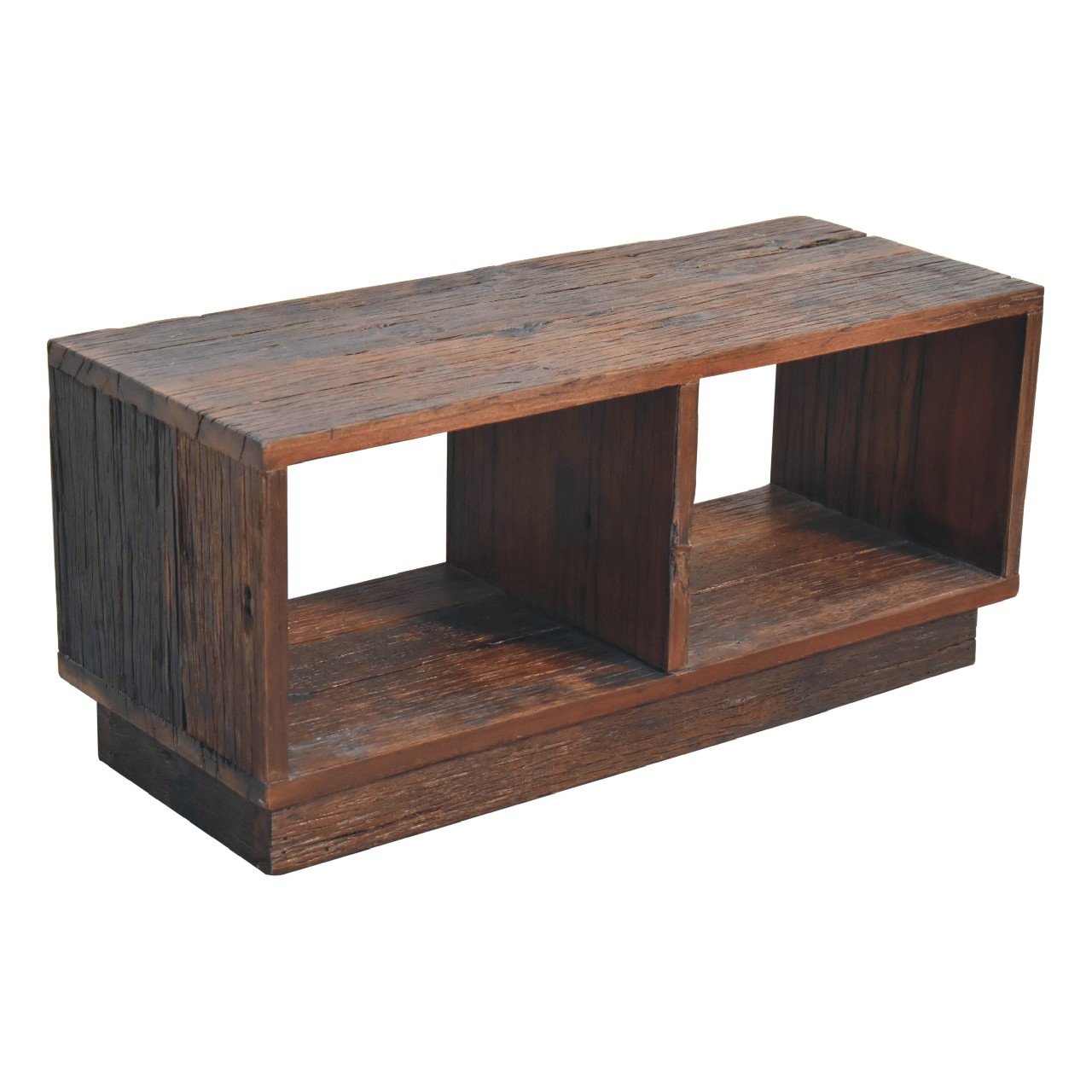 Solid Mango Wood Reclaimed Wood Chunky Cube Media Unit - Image 6