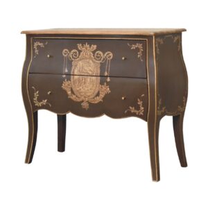Solid Mango Wood French Style Grey/Green Finish 2 Drawer Coroner Chest