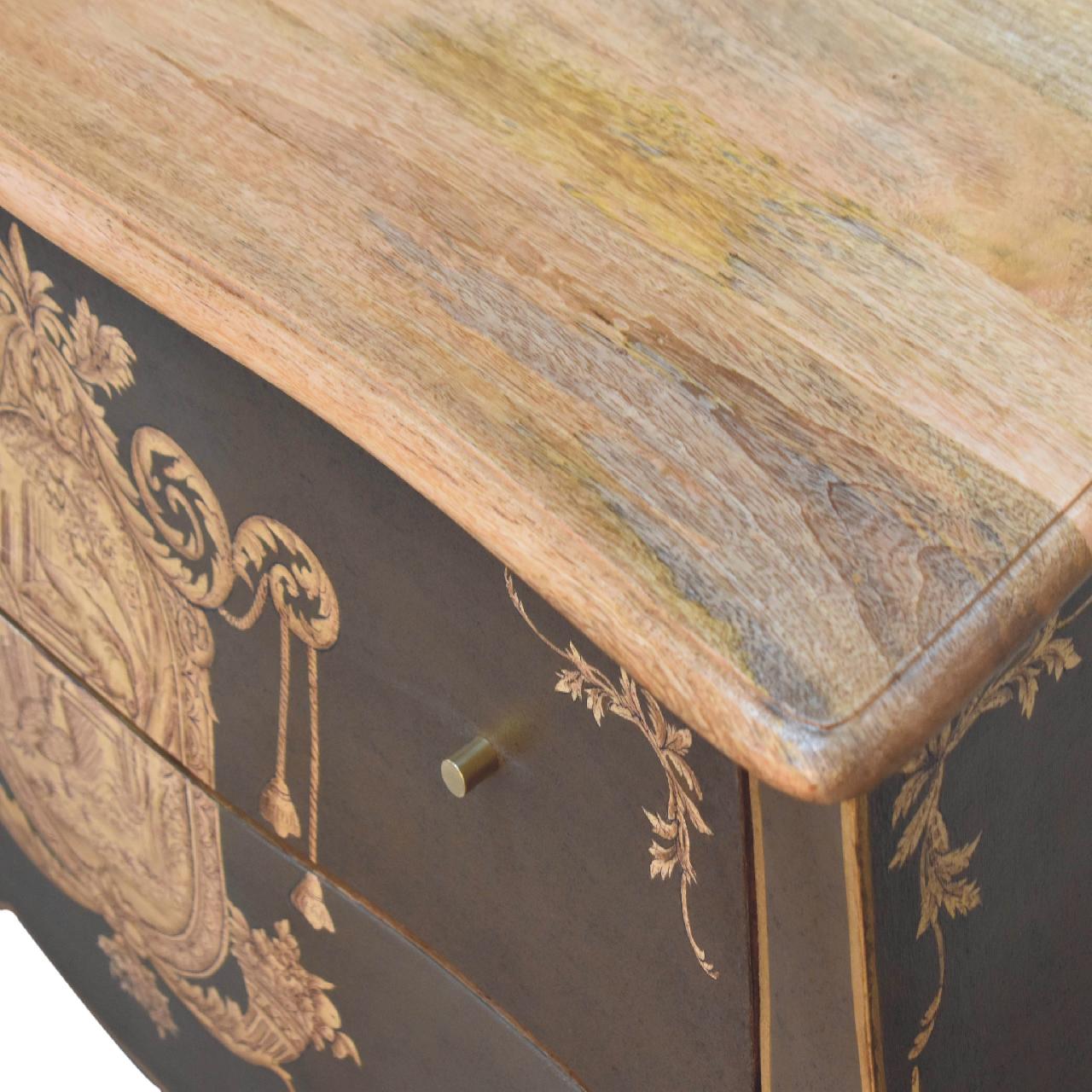 Solid Mango Wood French Style Grey/Green Finish 2 Drawer Coroner Chest - Image 4