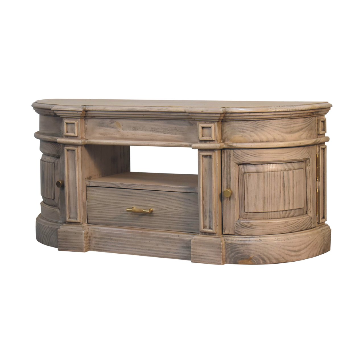 Solid Mango Wood Pine Serpentine Weathered Harmony Media Unit - Image 2