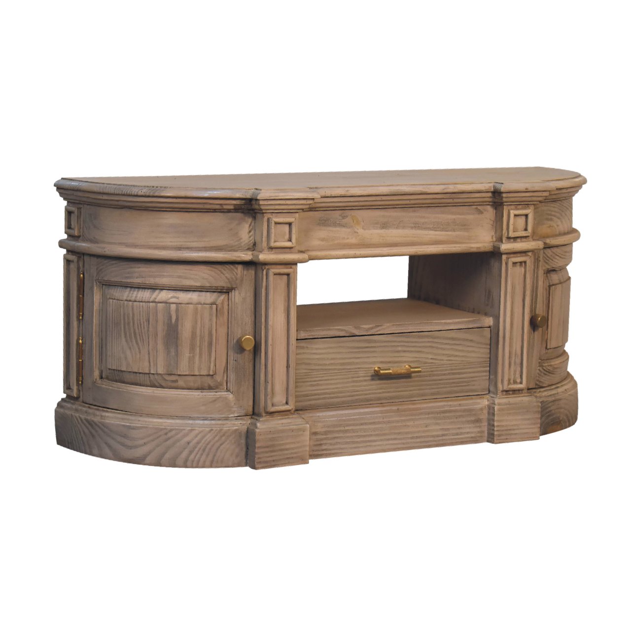 Solid Mango Wood Pine Serpentine Weathered Harmony Media Unit - Image 3