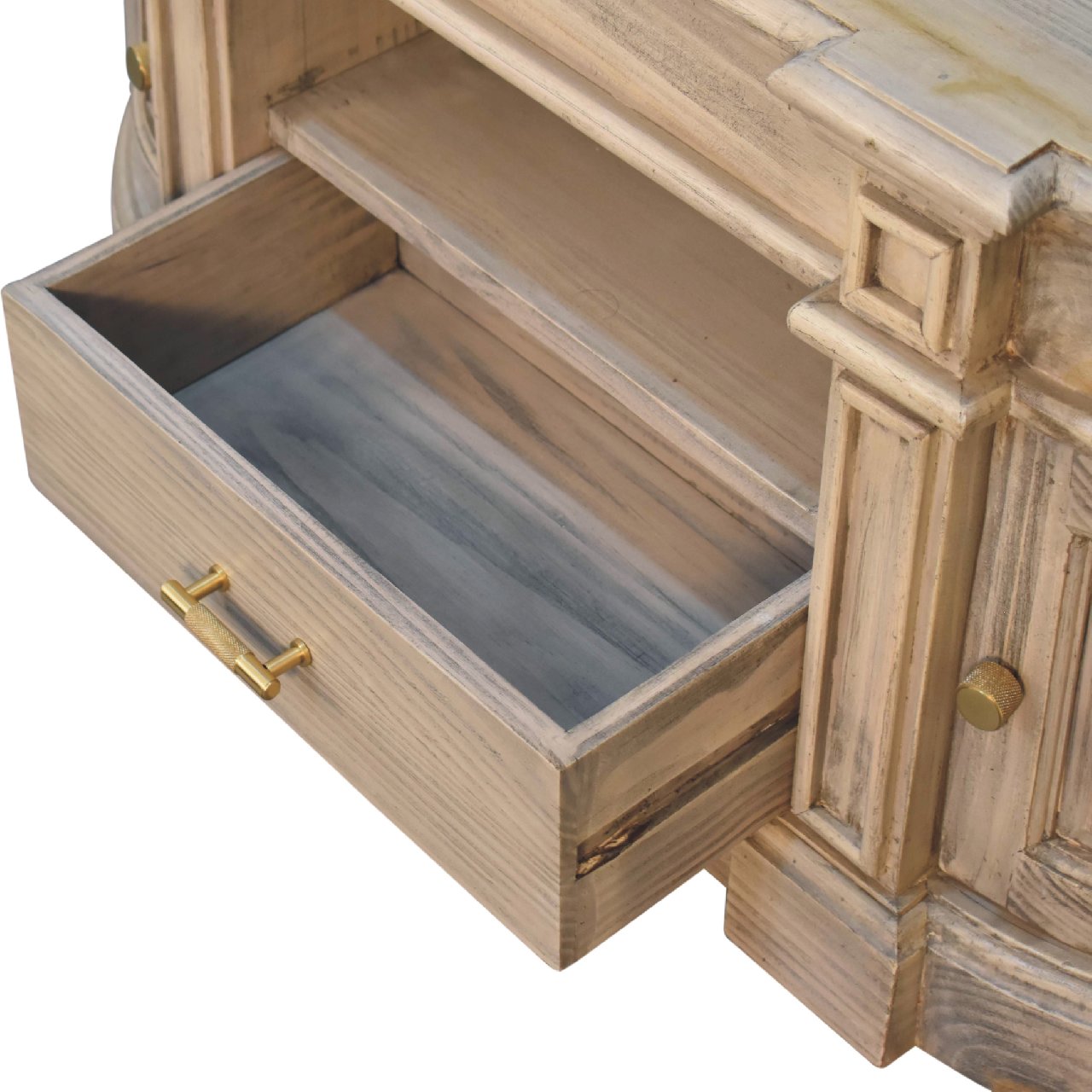 Solid Mango Wood Pine Serpentine Weathered Harmony Media Unit - Image 6