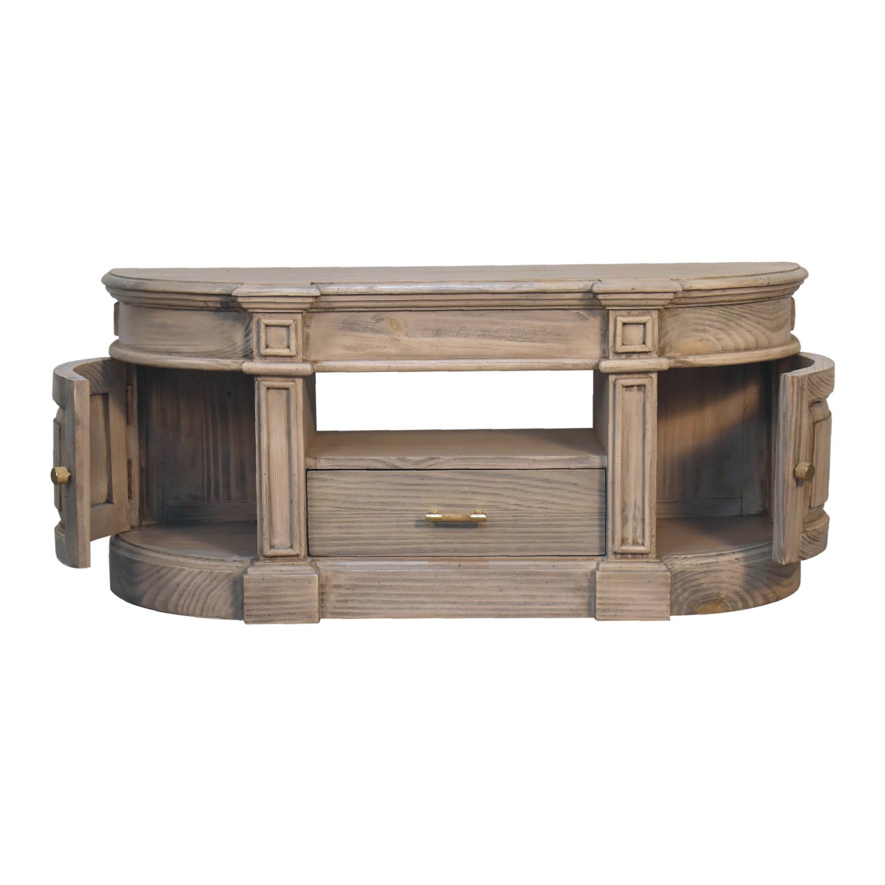 Solid Mango Wood Pine Serpentine Weathered Harmony Media Unit - Image 9