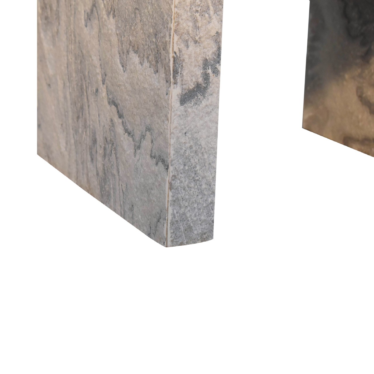 Solid Mango Wood Oak Finished Laminated Marble Stone Veneer 1 Drawer Bedside - Image 7