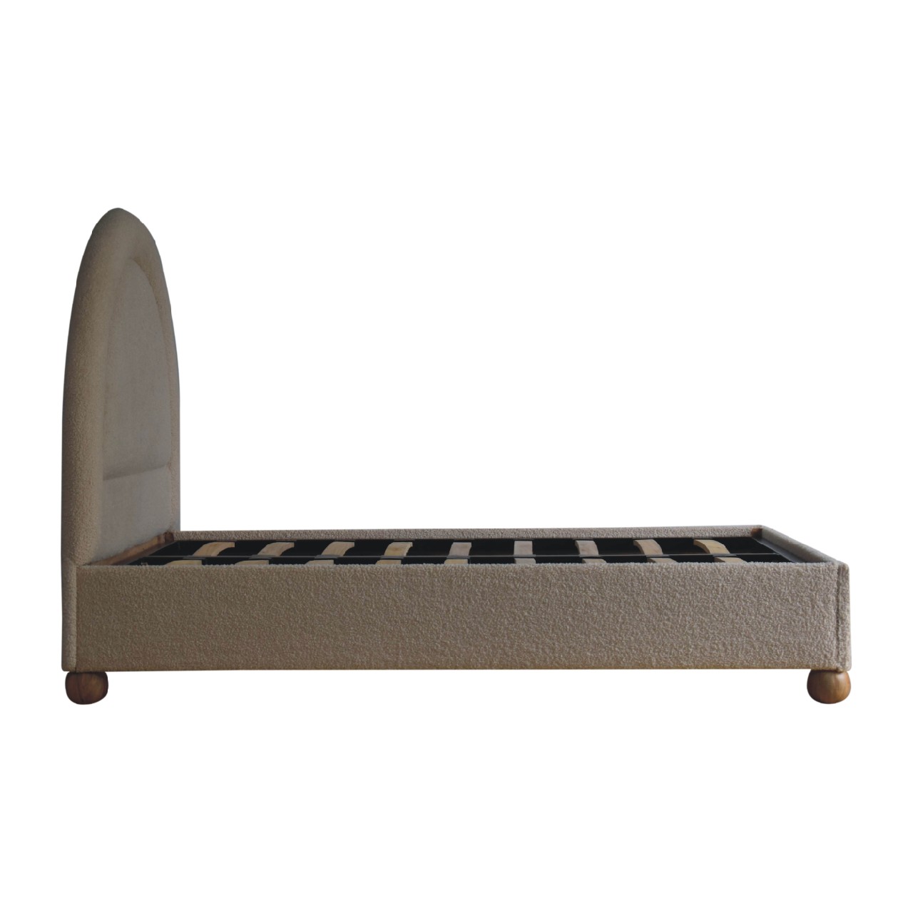 Solid Mango Wood Cream Boucle Upholstered Double Bed - Image 8