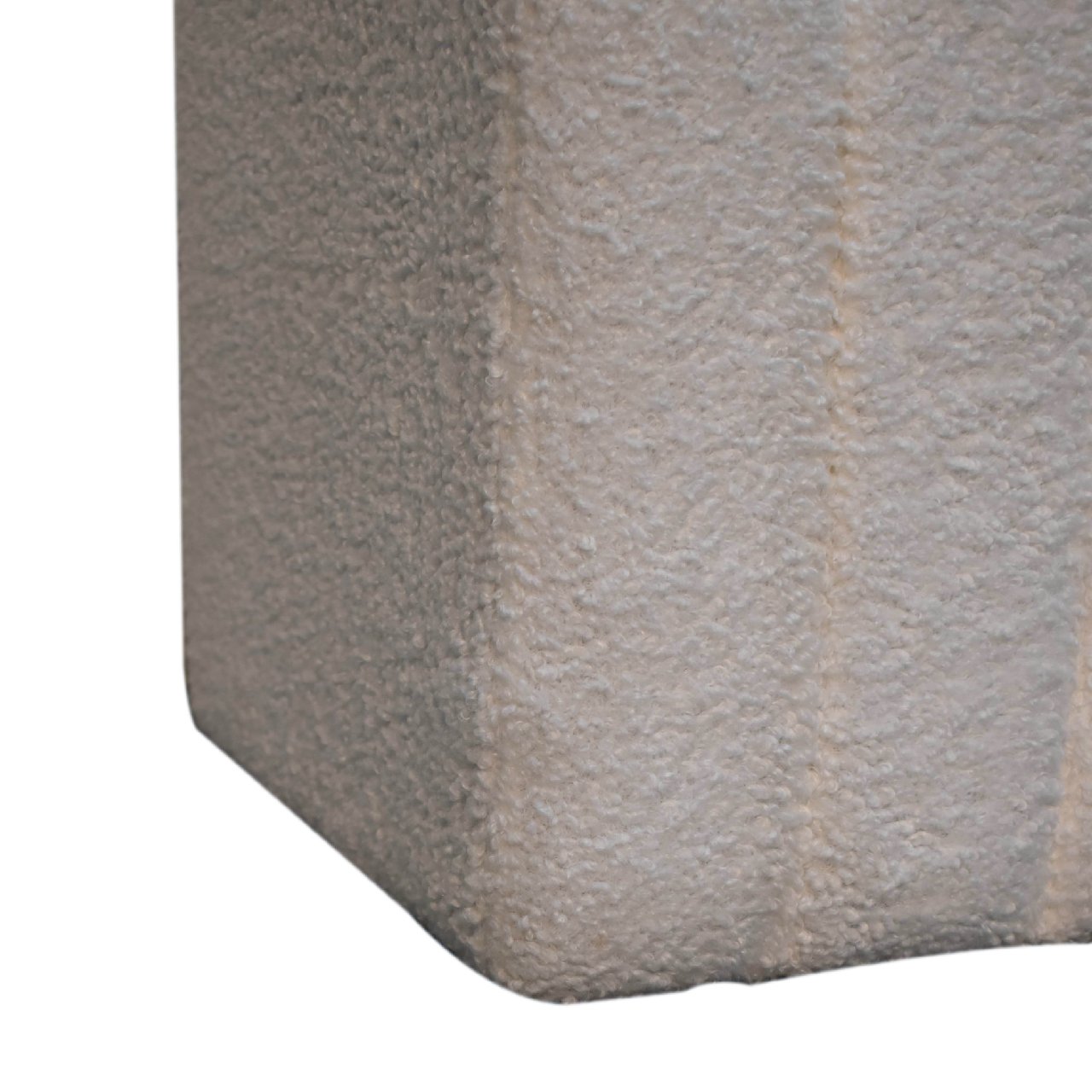 Solid Mango Wood White Boucle Upholstered Wavy Stool - Image 6