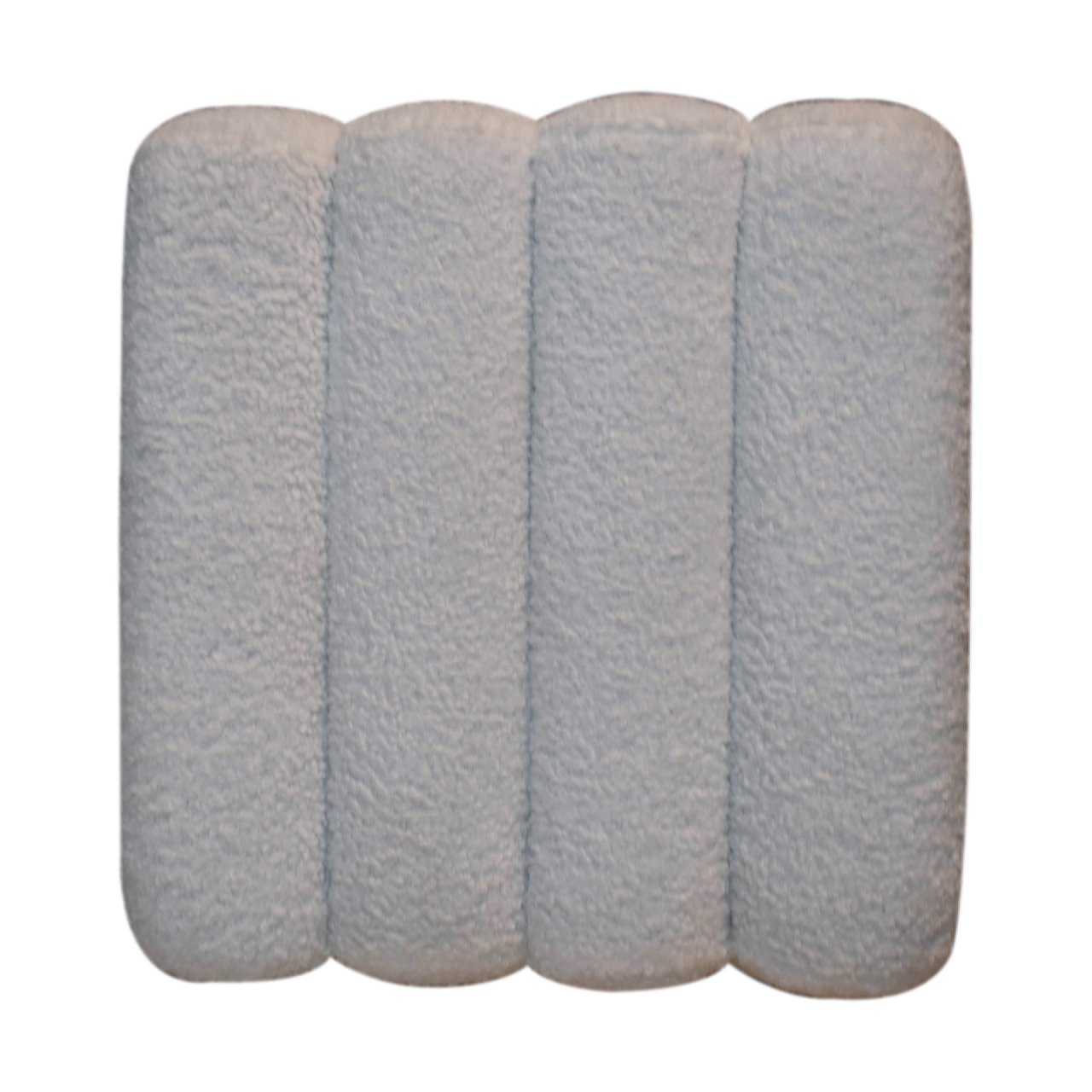 Solid Mango Wood White Boucle Upholstered Wavy Stool - Image 7