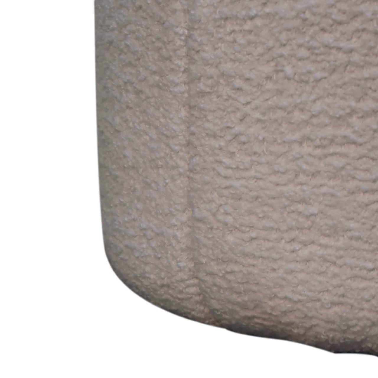 Solid Mango Wood White Boucle Upholstered Circle Stool - Image 7