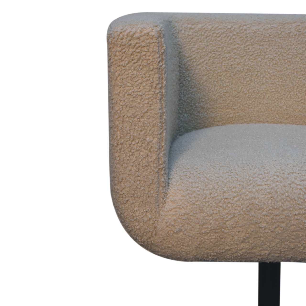 Solid Mango Wood Cream Boucle Upholstered Swivel Chair - Image 4