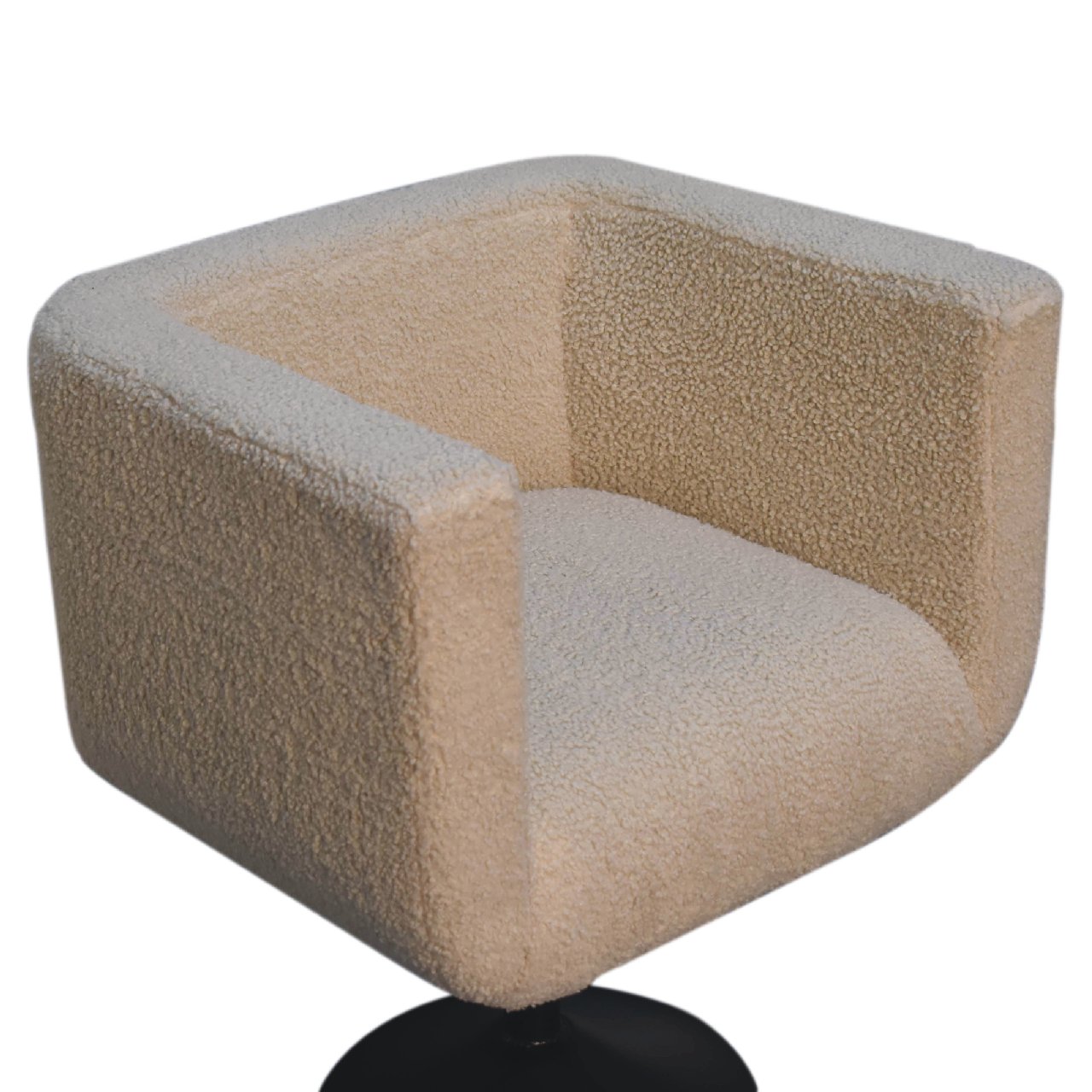 Solid Mango Wood Cream Boucle Upholstered Swivel Chair - Image 6
