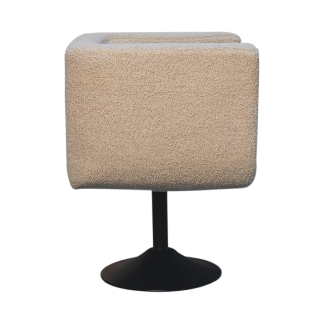 Solid Mango Wood Cream Boucle Upholstered Swivel Chair - Image 8