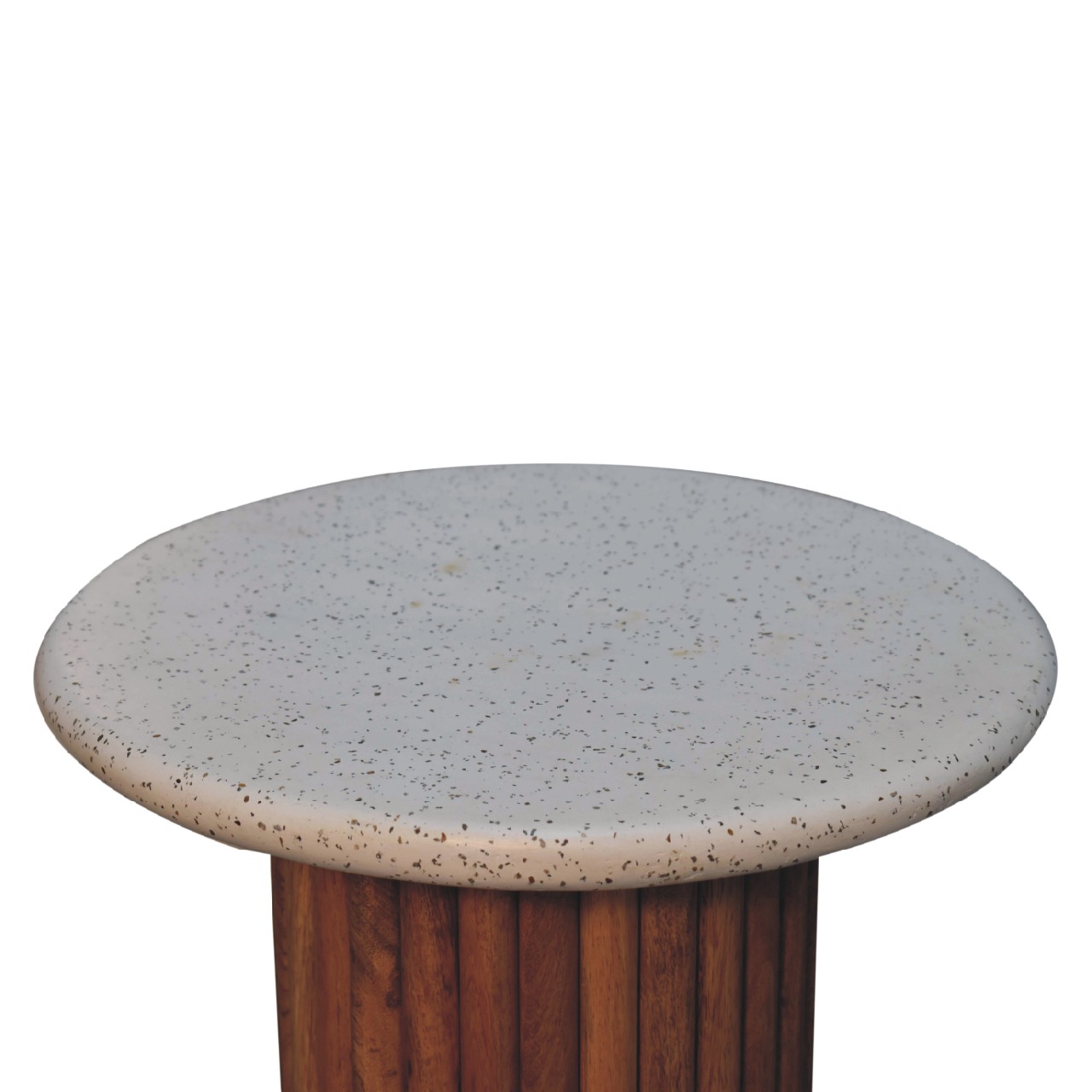 Solid Mango Wood Oak and Terrazzo Finished Ridged Edge Serenity End Table - Image 5