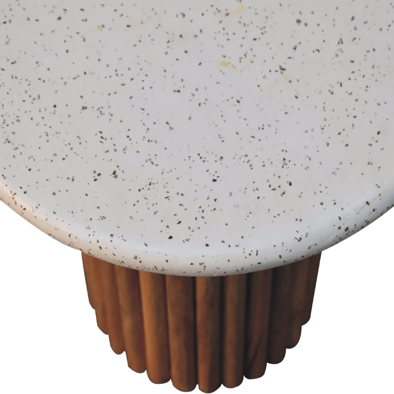 Solid Mango Wood Oak and Terrazzo Finished Ridged Edge Serenity End Table - Image 6