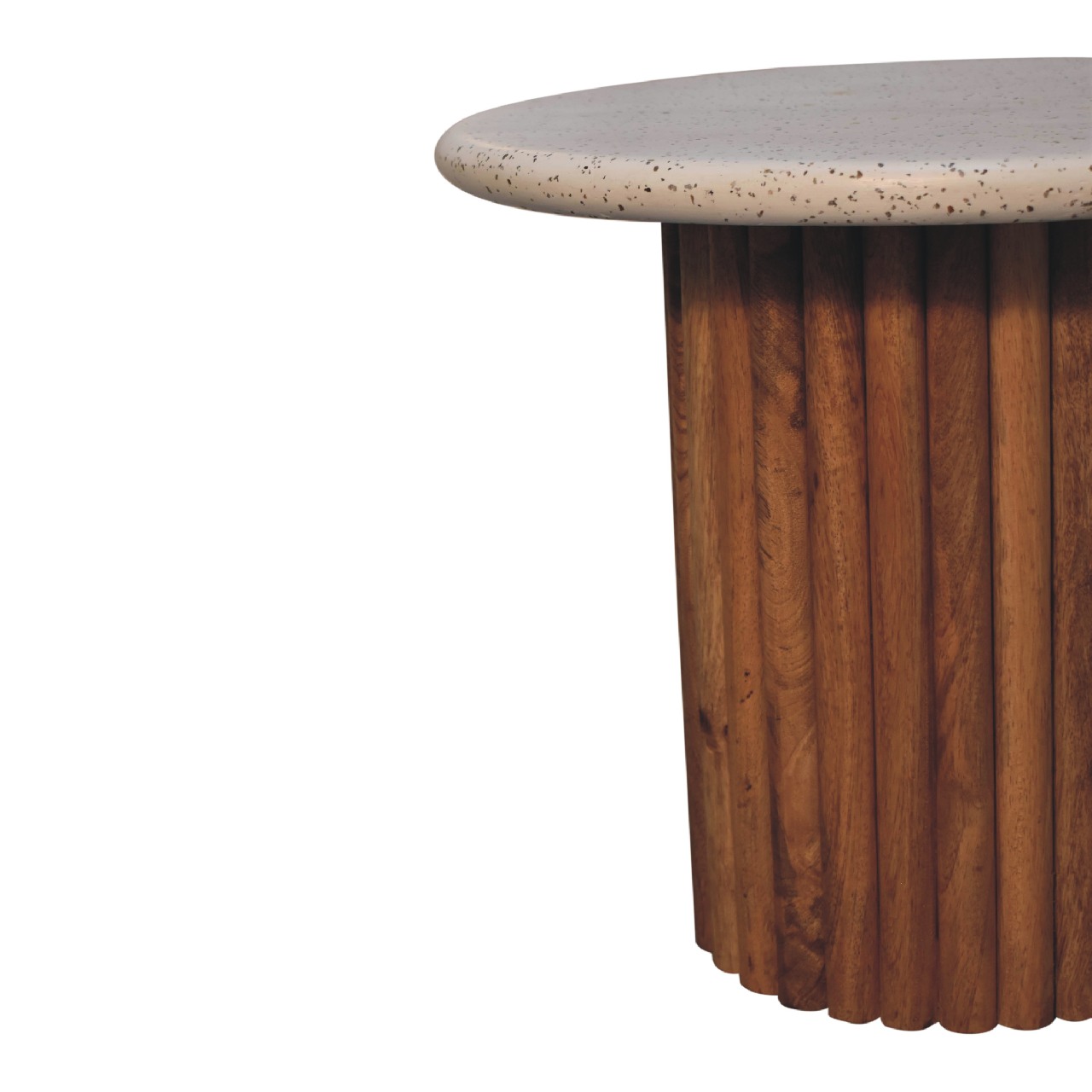 Solid Mango Wood Oak and Terrazzo Finished Ridged Edge Serenity End Table - Image 7