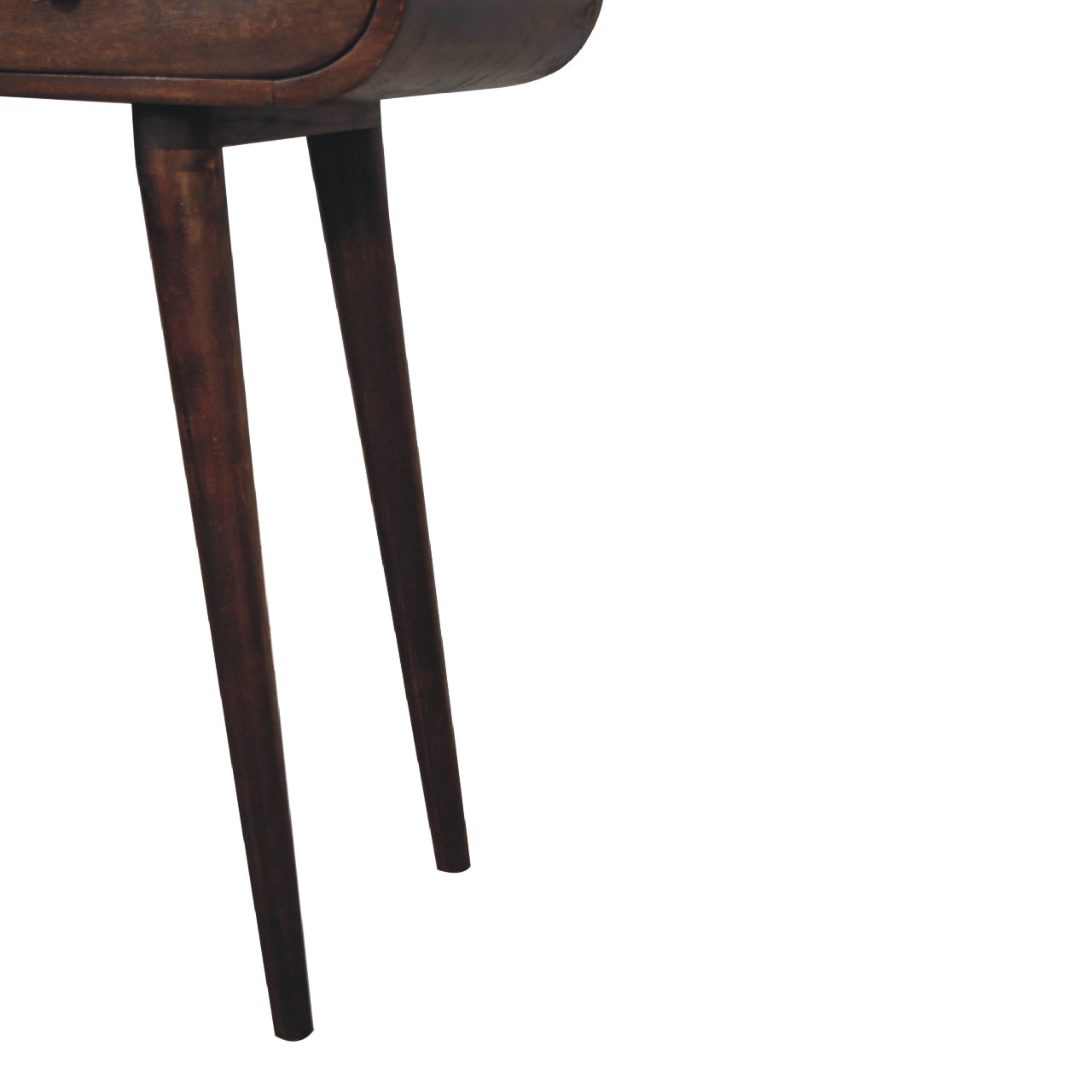 Solid Mango Wood California Walnut Finished 2 Drawer Curved Edge Console Table - Image 7