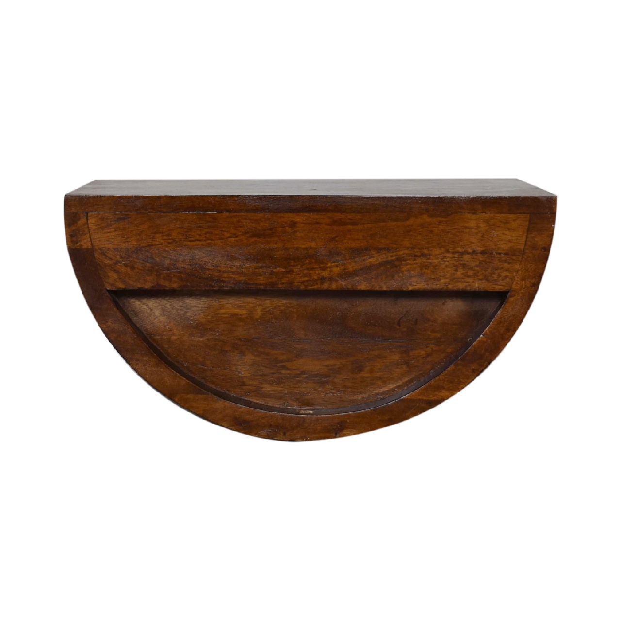 Solid Mango Wood Chestnut Finished Crescent Floating Wall Mounted Bedside - Image 8