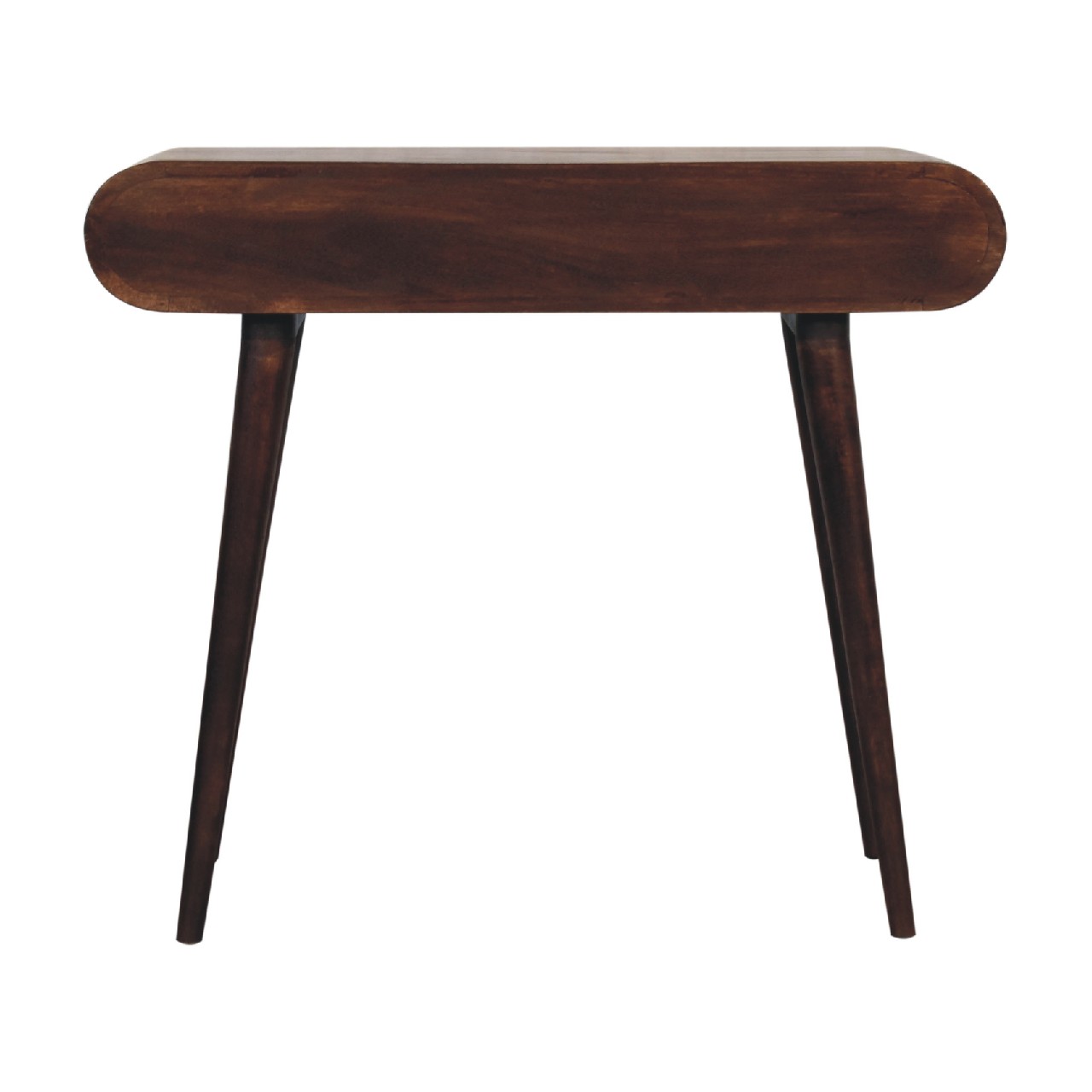 Solid Mango Wood California Walnut Finished 2 Drawer Curved Edge Console Table - Image 9