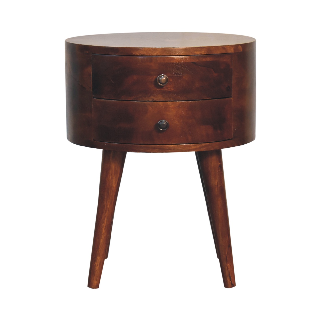 Solid Mango Wood Chestnut Finished 2 Drawer Odyssey Bedside - Image 4