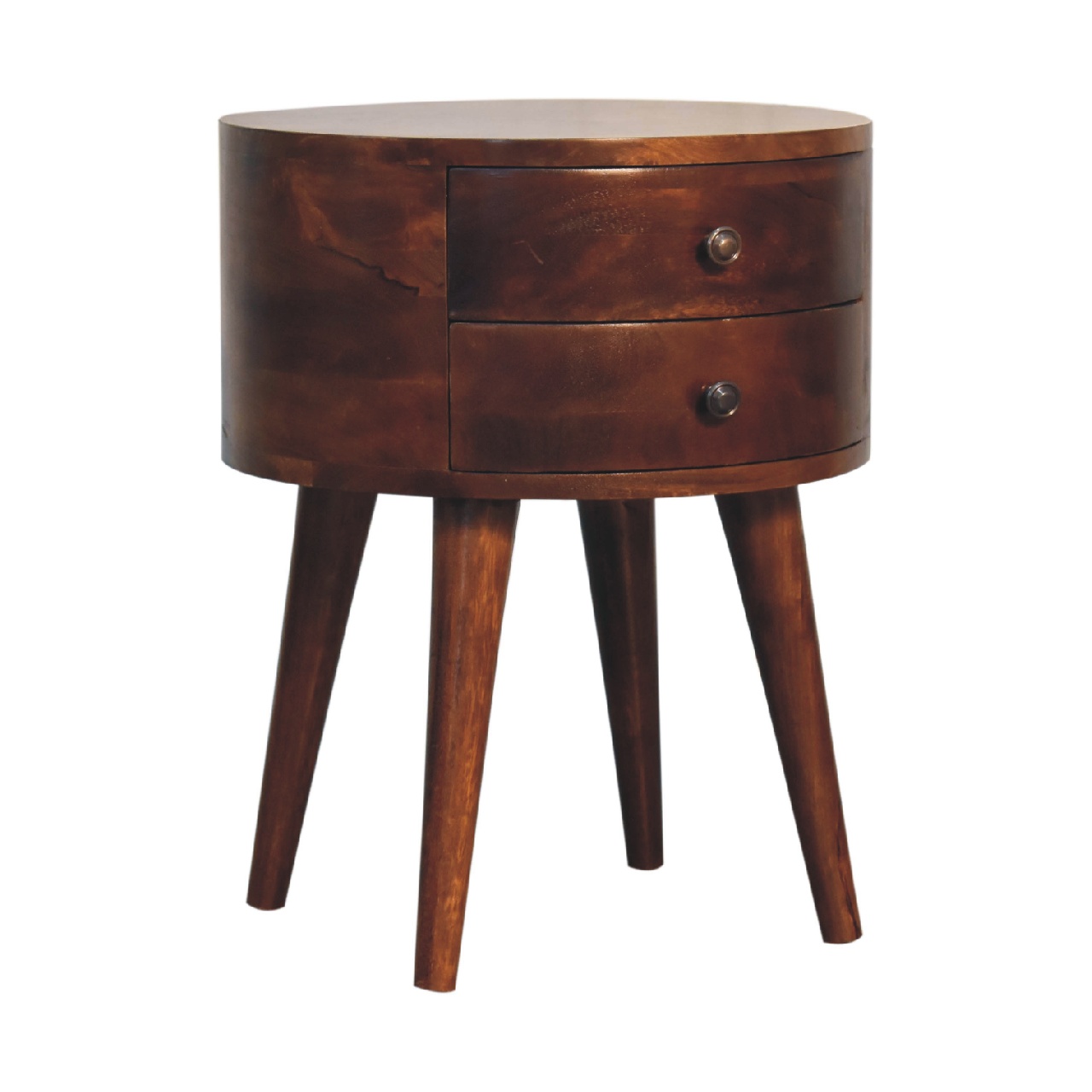 Solid Mango Wood Chestnut Finished 2 Drawer Odyssey Bedside - Image 2