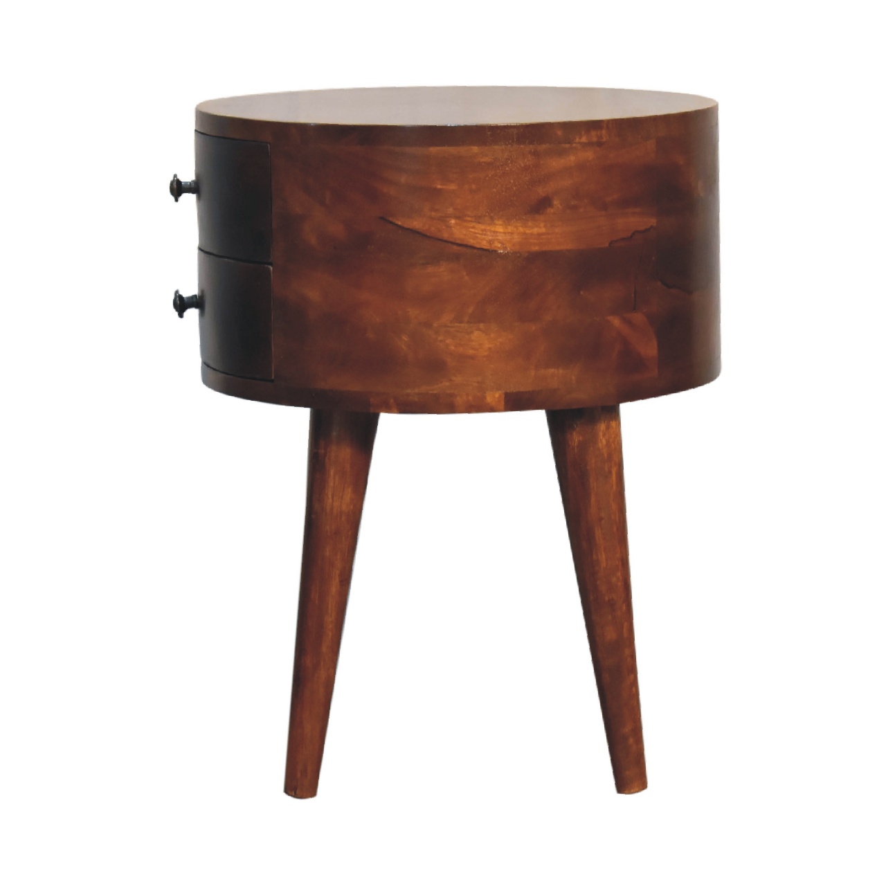 Solid Mango Wood Chestnut Finished 2 Drawer Odyssey Bedside - Image 8