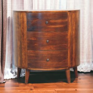 Solid Mango Wood Chestnut Finished 3 Drawer Odyssey Chest of Drawers