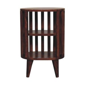 Solid Mango Wood Chestnut Finished Japanese Style Ariella 2 Shelf Bedside