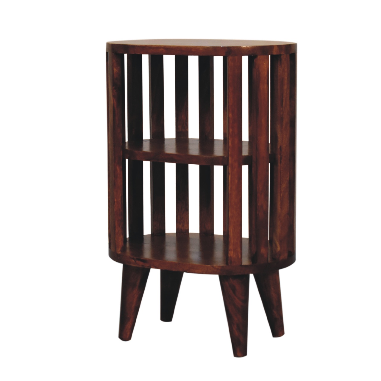 Solid Mango Wood Chestnut Finished Japanese Style Ariella 2 Shelf Bedside - Image 2