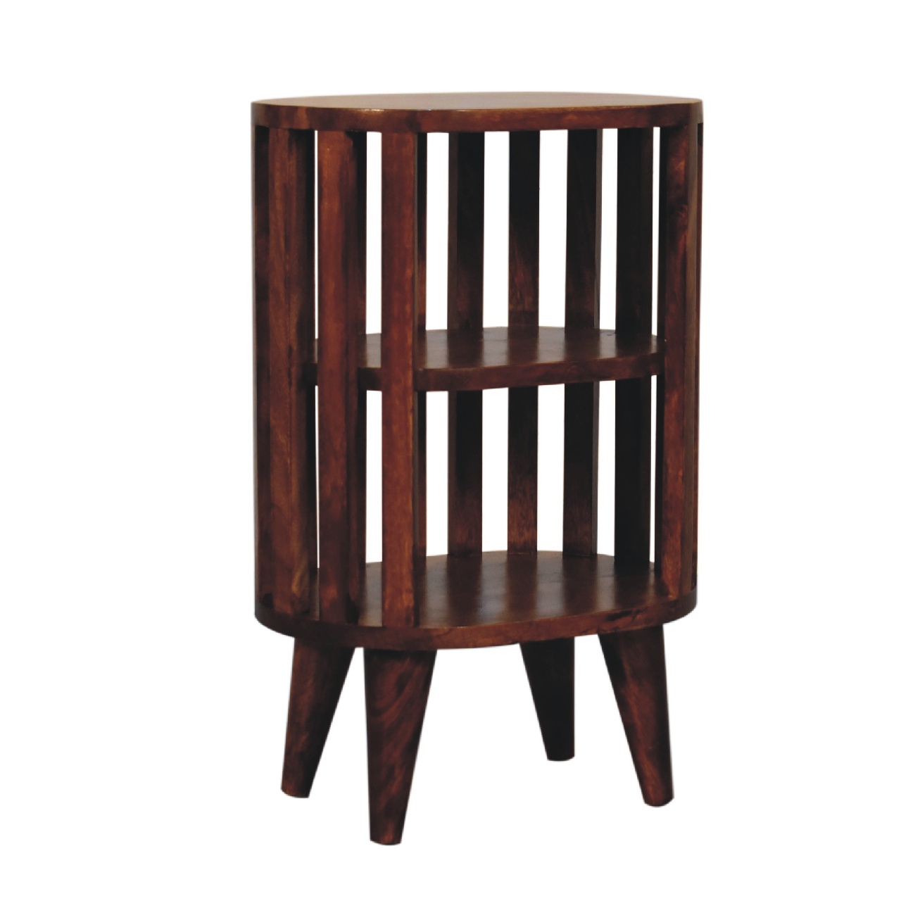 Solid Mango Wood Chestnut Finished Japanese Style Ariella 2 Shelf Bedside - Image 3
