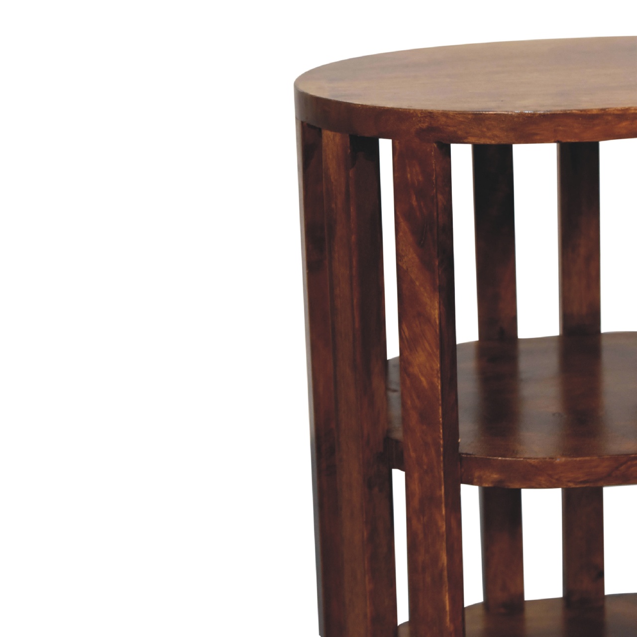 Solid Mango Wood Chestnut Finished Japanese Style Ariella 2 Shelf Bedside - Image 4