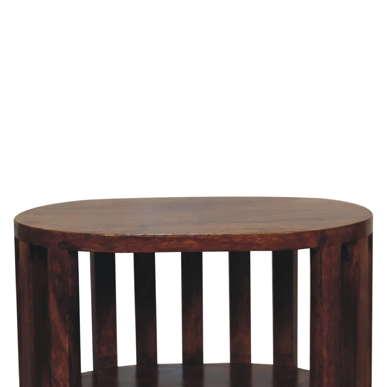 Solid Mango Wood Chestnut Finished Japanese Style Ariella 2 Shelf Bedside - Image 5