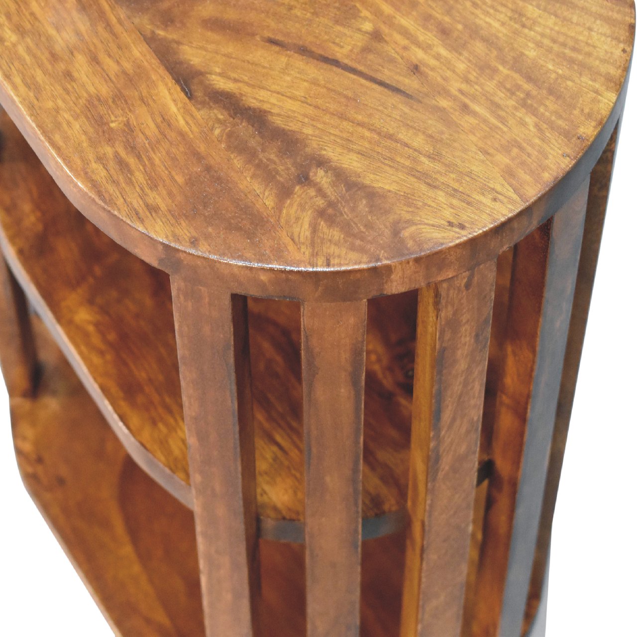 Solid Mango Wood Chestnut Finished Japanese Style Ariella 2 Shelf Bedside - Image 6