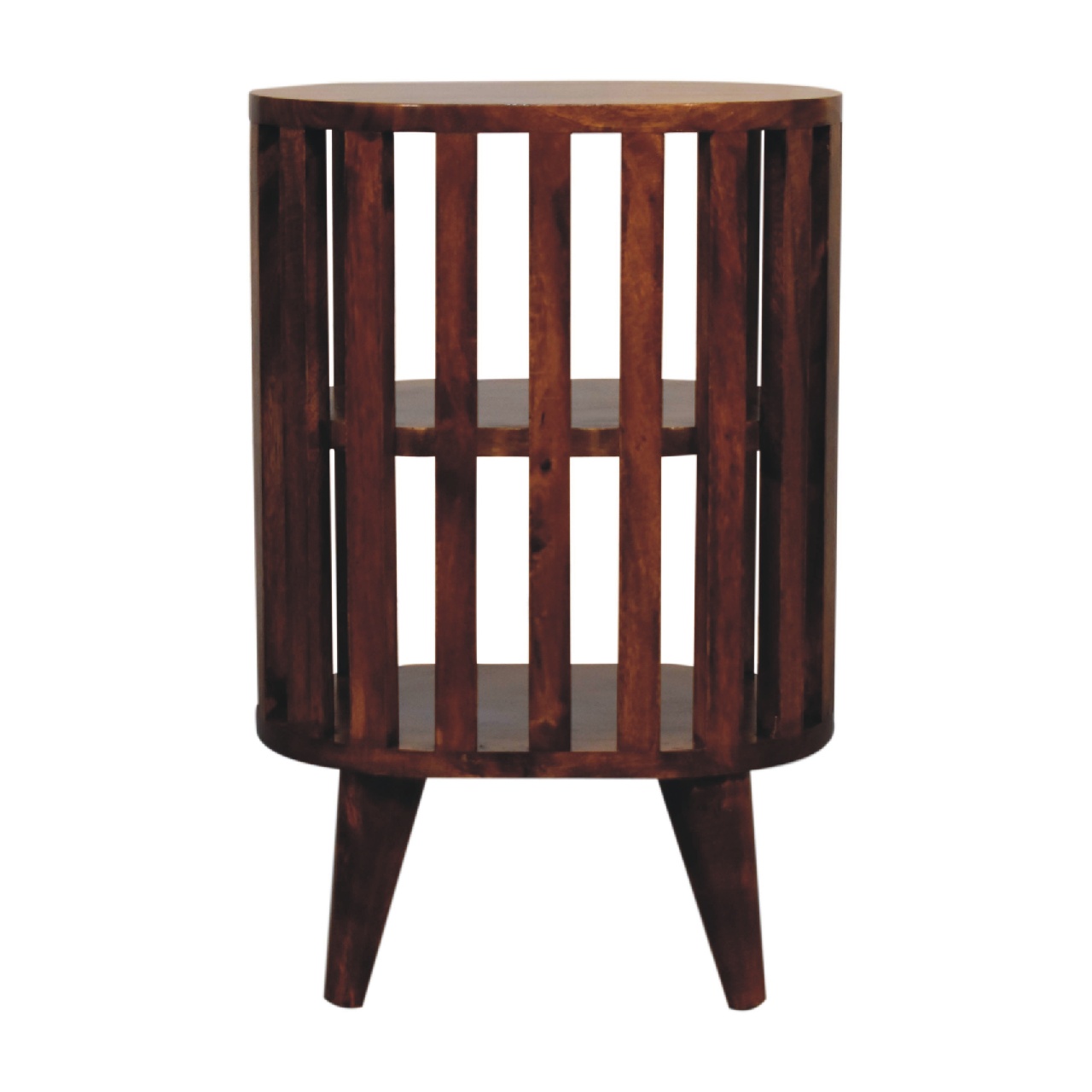 Solid Mango Wood Chestnut Finished Japanese Style Ariella 2 Shelf Bedside - Image 9