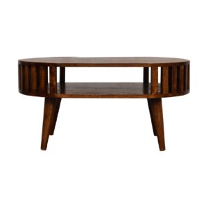 Solid Mango Wood Chestnut Finished Japanese Style Open Ariella Coffee Table