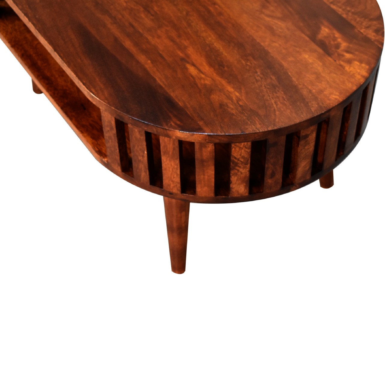 Solid Mango Wood Chestnut Finished Japanese Style Open Ariella Coffee Table - Image 5