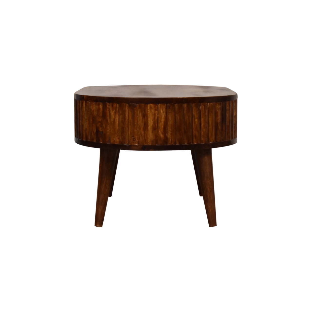 Solid Mango Wood Striped Chestnut Finished 1 Drawer Coffee Table - Image 8
