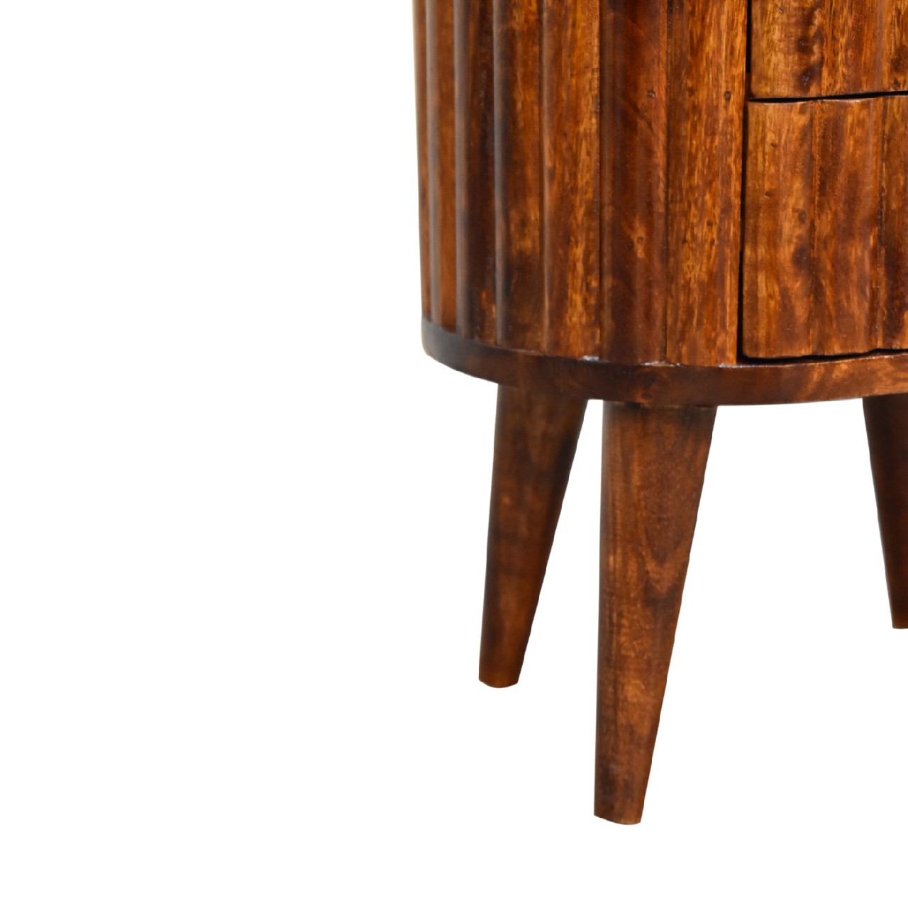 Solid Mango Wood Striped Chestnut Finished 2 Drawer Bedside - Image 7