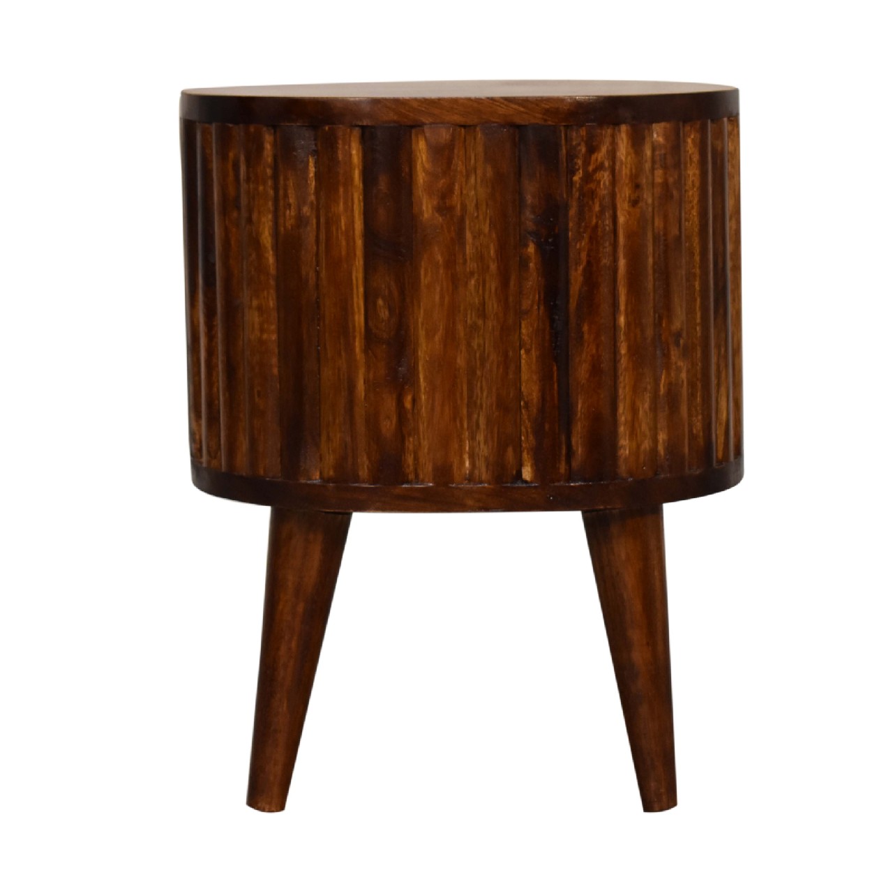 Solid Mango Wood Striped Chestnut Finished 2 Drawer Bedside - Image 9