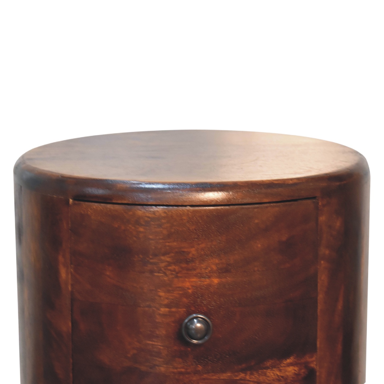 Solid Mango Wood Chestnut Finished 3 Drawer Drum Chest - Image 4