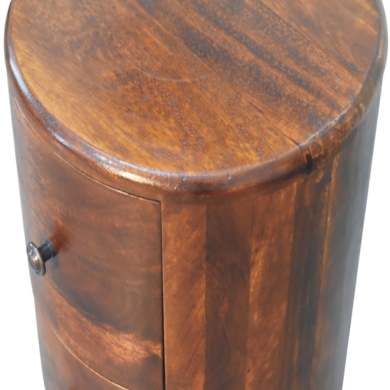 Solid Mango Wood Chestnut Finished 3 Drawer Drum Chest - Image 5