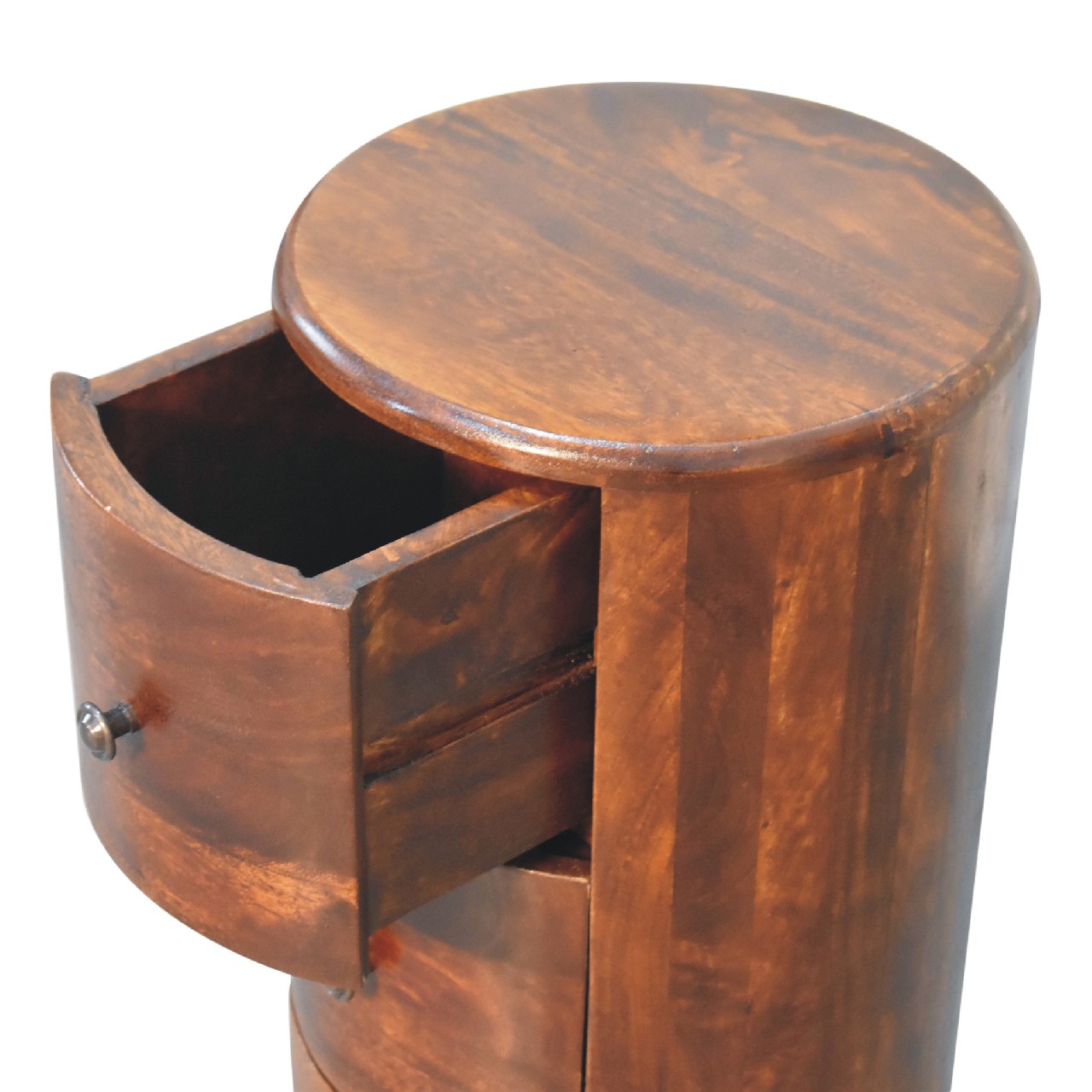 Solid Mango Wood Chestnut Finished 3 Drawer Drum Chest - Image 6