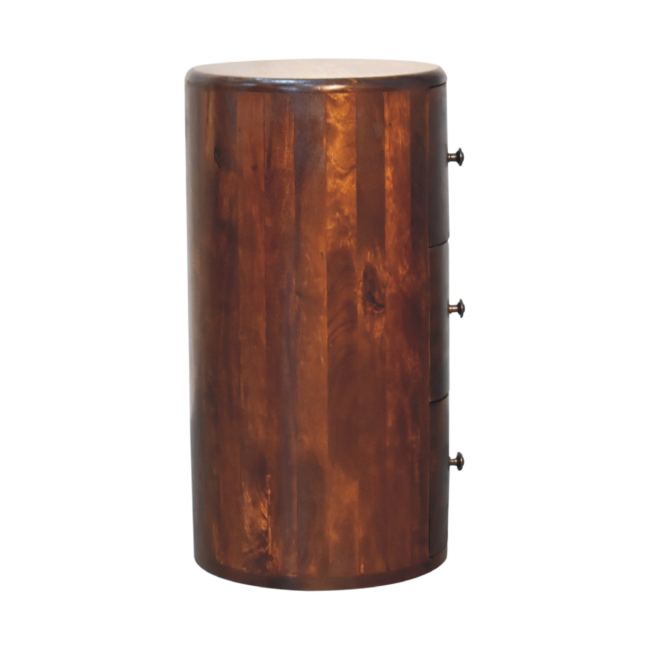 Solid Mango Wood Chestnut Finished 3 Drawer Drum Chest - Image 8